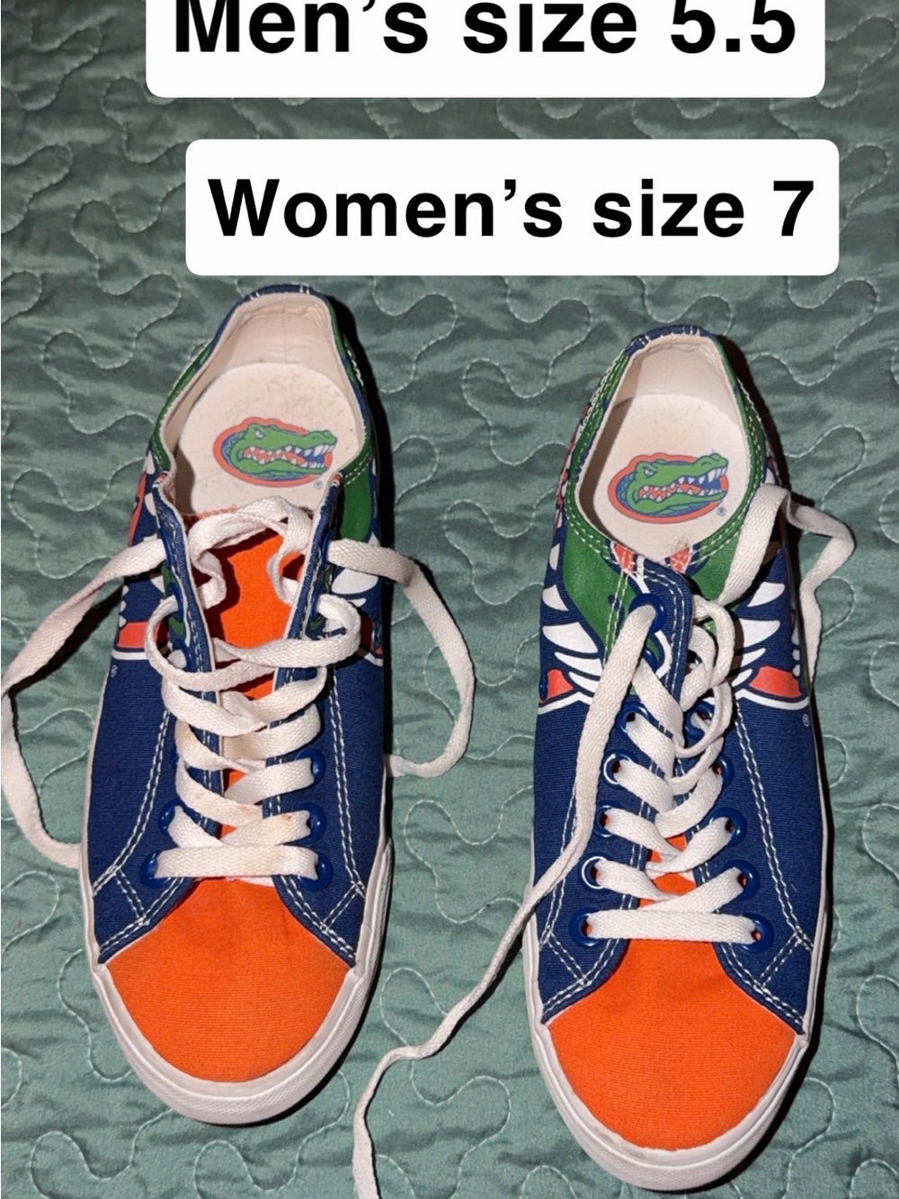Women's Canvas Team Sneakers - Orange & Navy with Green Accent